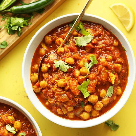 Chana Masala at Curry in Hurry in Sherwood Park - chickpeas in spicy tangy tomato sauce